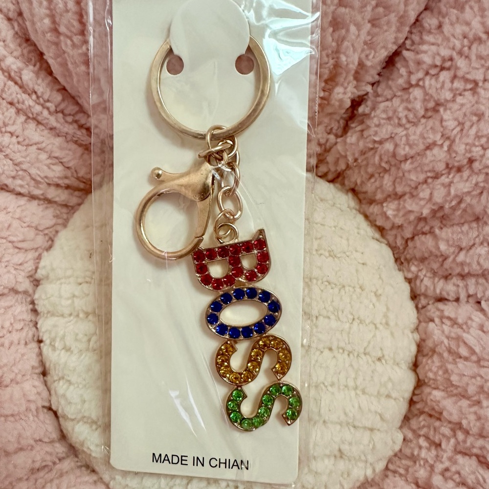 BOSS Multicolor, Gold or Silver Keychain. New